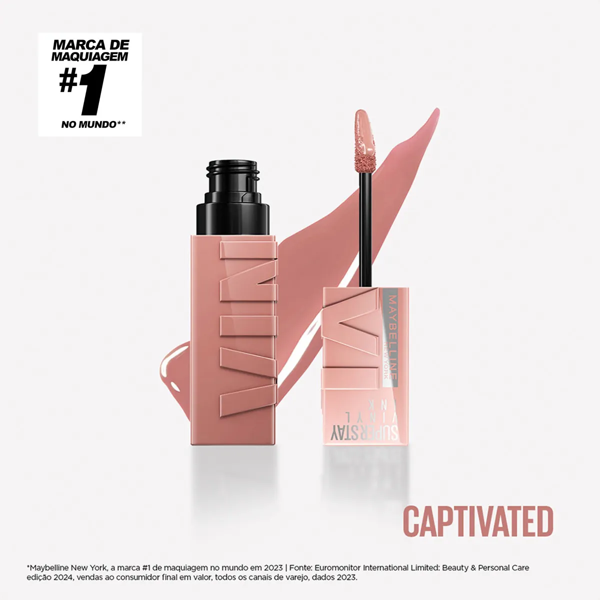 Imagem 2 de 10 de Batom Líquido Maybelline Superstay Vinyl Ink Acabamento Brilhante Cor Captivated