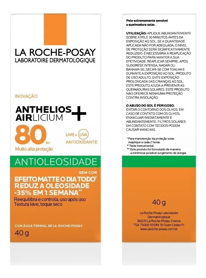 Imagem 8 de 8 de Protetor Anthelios Airlicium Sem Cor Fps 80 Antioleosidade 40g La Roche-posay