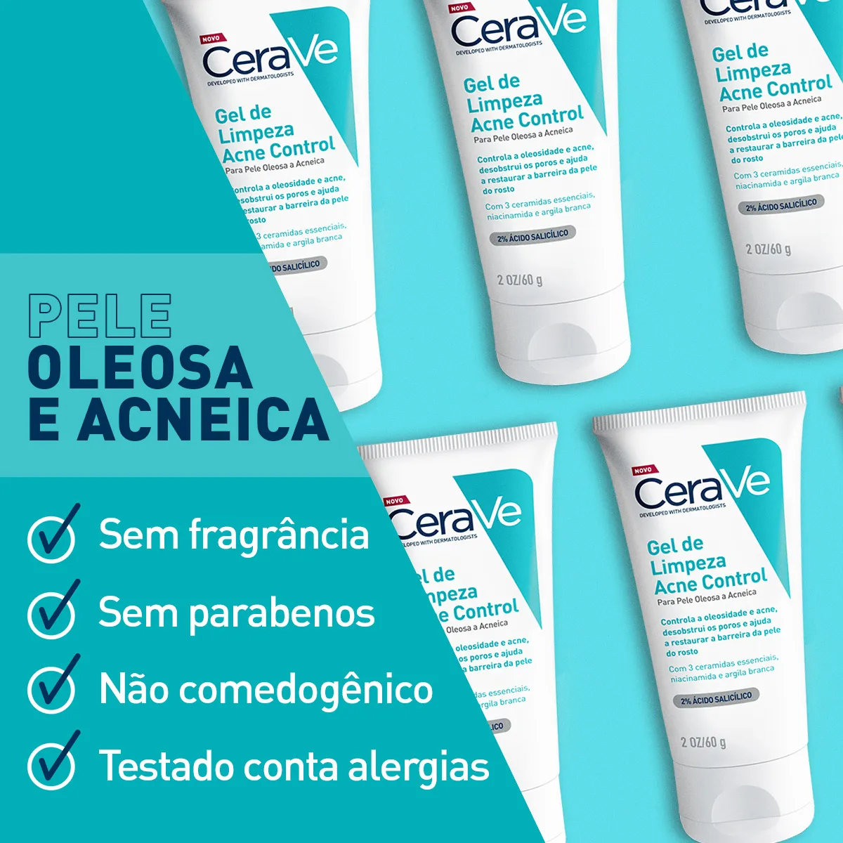 Imagem 7 de 12 de Gel De Limpeza Acne Control 340g Cerave Para Pele oleosa a acneica de Dia e Noite