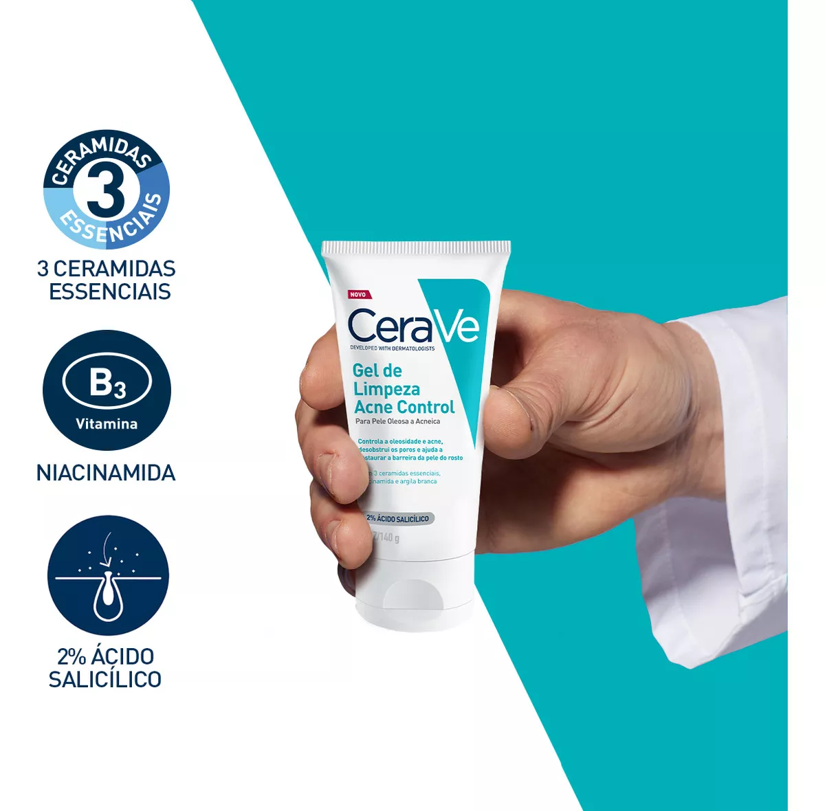 Imagem 5 de 12 de Gel De Limpeza Acne Control 340g Cerave Para Pele oleosa a acneica de Dia e Noite