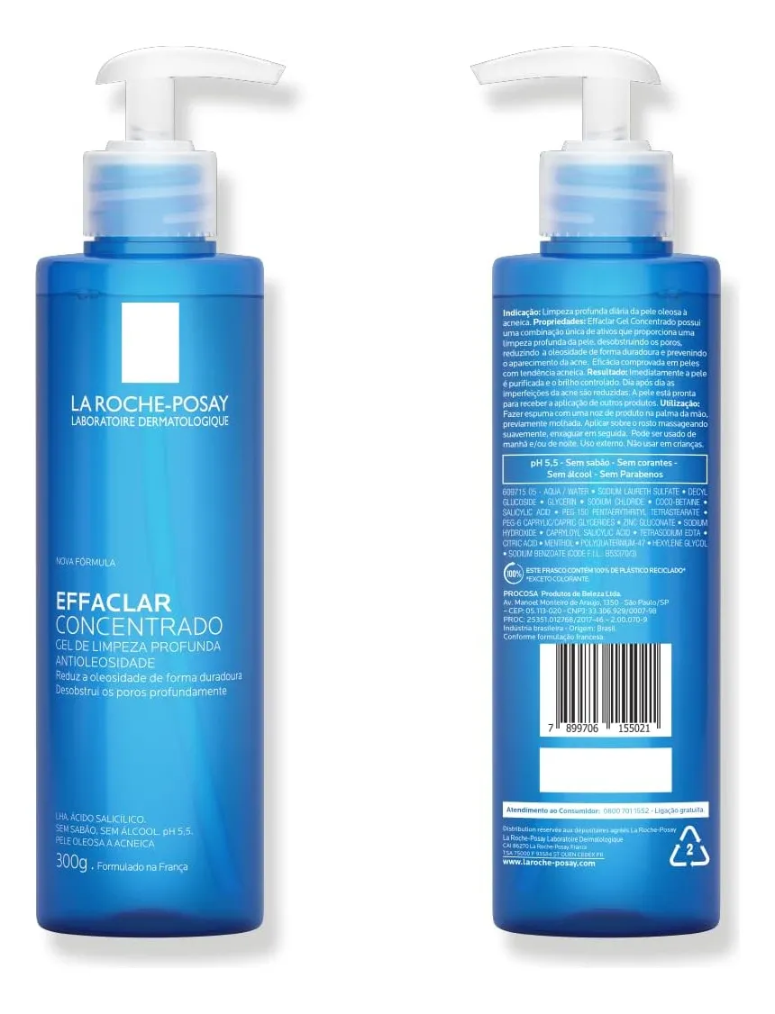 Imagem 2 de 3 de Gel De Limpeza Facial Effaclar Concentrado 300g La Roche Posay