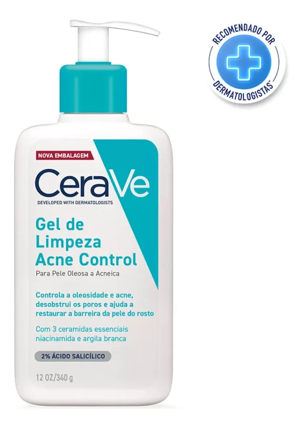 Imagem 1 de 12 de Gel De Limpeza Acne Control 340g Cerave Para Pele oleosa a acneica de Dia e Noite