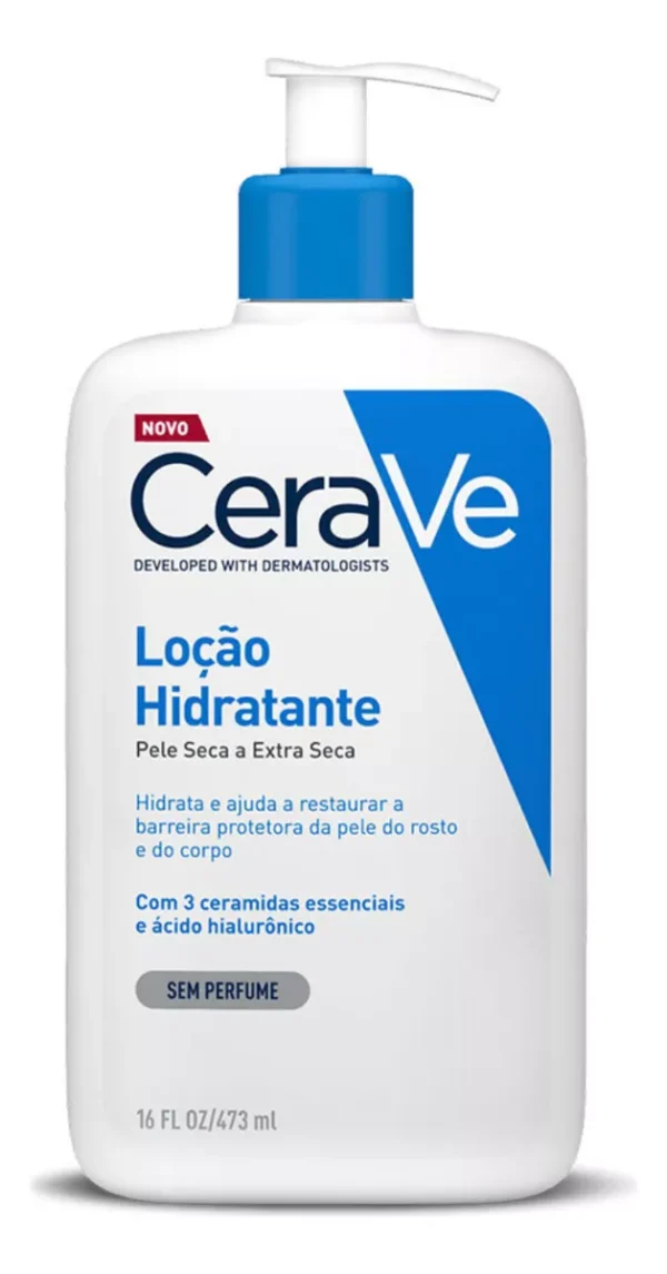 Imagem 1 de 1 de Loção Hidratante Corporal com Ácido Hialurônico e 3 Ceramidas Essenciais, Hidratação 48h e Restauração da Barreira para Pele Seca a Extra Seca, Sem Fragrância, CeraVe 473ml